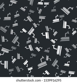 Grey Security camera icon isolated seamless pattern on black background.  Vector Illustration