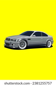 Grey Sedan Modification Car Vector Art