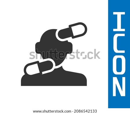Grey Sedative pills icon isolated on white background.  Vector