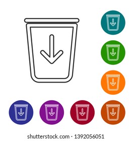 Grey Send to the trash line icon isolated on white background. Set icon in color circle buttons. Vector Illustration