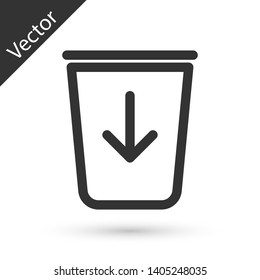 Grey Send to the trash line icon isolated on white background. Vector Illustration