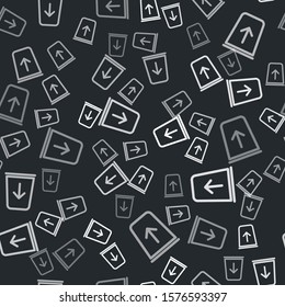 Grey Send to the trash line icon isolated seamless pattern on black background.  Vector Illustration