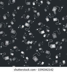 Grey Sensor icon isolated seamless pattern on black background.  Vector Illustration