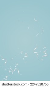 Vector azul de la celebración serpentina gris. Plantilla Estrella de papel. Afiche Confetti Happy. Invitación a volar plata.