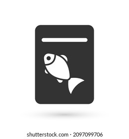 Grey Served fish on plate icon isolated on white background.  Vector