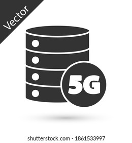 Grey Server 5G new wireless internet wifi connection icon isolated on white background. Global network high speed connection data rate technology. Vector.