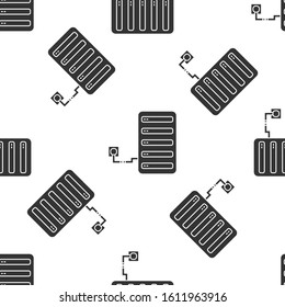 Grey Server icon isolated seamless pattern on white background. Adjusting app, service concept, setting options, maintenance, repair, fixing.  Vector Illustration