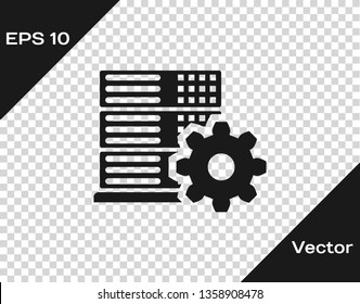 Grey Server setting icon isolated on transparent background. Vector Illustration