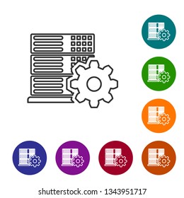 Grey Server setting line icon isolated on white background. Vector Illustration