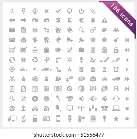 Grey set of 126 shiny icons