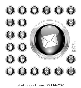 Grey Set of Glossy Vector Button Icons for your Design on a Transparent Background