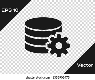 Grey Setting database server icon isolated on transparent background. Database Center. Vector Illustration