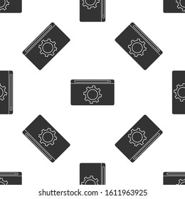 Grey Setting icon isolated seamless pattern on white background. Adjusting, service, maintenance, repair, fixing.  Vector Illustration