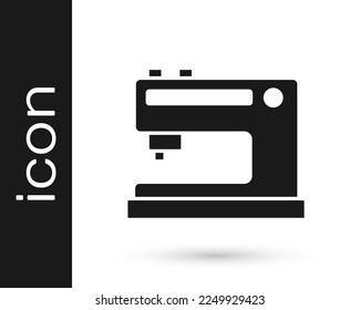 Grey Sewing machine icon isolated on white background.  Vector Illustration