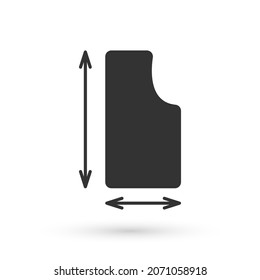 Icono de patrón de costado gris aislado en fondo blanco. Marcas para coser.  Vector