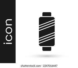 Grey Sewing thread on spool icon isolated on white background. Yarn spool. Thread bobbin.  Vector Illustration