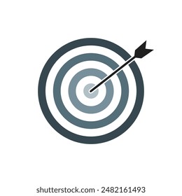 Grey shade bullseye dart target icon. Dart target goal marketing sign. Arrow dart logo vector. Winner dart sign.