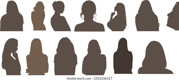 grey shade Group of Women Silhouettes, Female Silhouettes, women portrait silhouettes illustration , Lady Silhouettes, Abstract Women illustration , Feminine Shadow Figures, Woman Silhouette Profile
