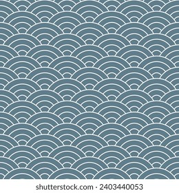 Grey shade of Japanese wave pattern background. Japanese seamless pattern vector. Waves background illustration. for clothing, wrapping paper, backdrop, background, gift card.