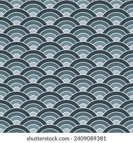 Grey shade of Japanese wave pattern background. Japanese seamless pattern vector. Waves background illustration. for clothing, wrapping paper, backdrop, background, gift card.