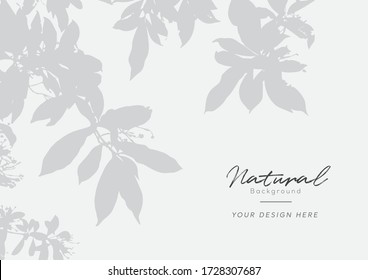 Grey Shadow Silhouette Illustration of Random Natural Leaves Vector on light grey background. Group of Leaves from plant branches with good composition make nature looks for your artwork.