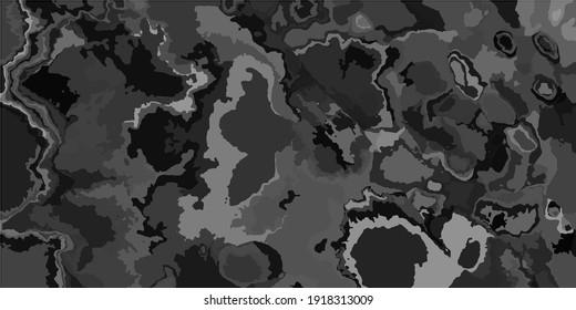 Grey Shadows Dyed Vector Print. Retro Monochrome Cloudy Dirty Art Background. Silver Landscape Gray Modern Art Pattern. Foggy Details Metallic Watercolour Art Illustration. Grey Colors.