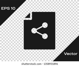Grey Share file icon isolated on transparent background. File sharing. File transfer sign. Vector Illustration