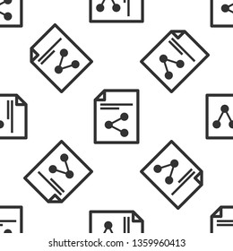 Grey Share file icon isolated seamless pattern on white background. File sharing. File transfer sign. Vector Illustration