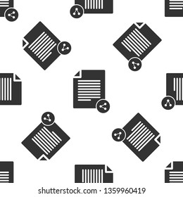 Grey Share file icon isolated seamless pattern on white background. File sharing. File transfer sign. Vector Illustration