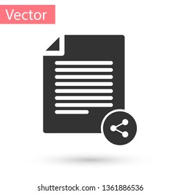 Grey Share file icon isolated on white background. File sharing. File transfer sign. Vector Illustration