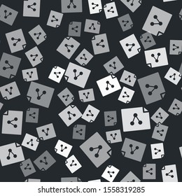 Grey Share file icon isolated seamless pattern on black background. File sharing. File transfer sign.  Vector Illustration