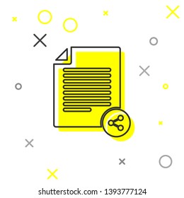 Grey Share file line icon isolated on white background. File sharing. File transfer sign. Vector Illustration