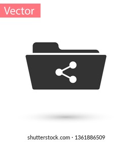 Grey Share folder icon isolated on white background. Folder sharing. Folder transfer sign. Vector Illustration