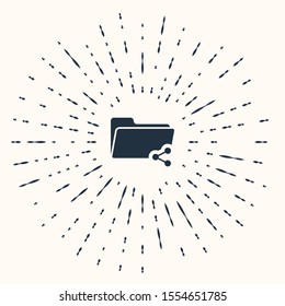 Grey Share folder icon isolated on beige background. Folder sharing. Folder transfer sign. Abstract circle random dots. Vector Illustration