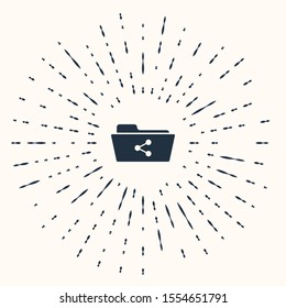 Grey Share folder icon isolated on beige background. Folder sharing. Folder transfer sign. Abstract circle random dots. Vector Illustration