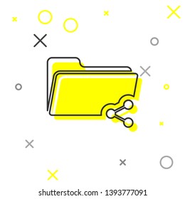 Grey Share folder line icon isolated on white background. Folder sharing. Folder transfer sign. Vector Illustration