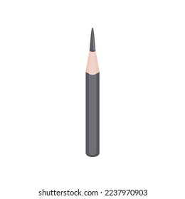 Ilustración de caricatura con lápiz corto y agudo gris. Ilustración vectorial plana de lápiz. Artesanía, concepto de arte