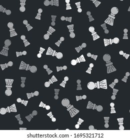 Grey Shaving brush icon isolated seamless pattern on black background. Barbershop symbol. Vector Illustration