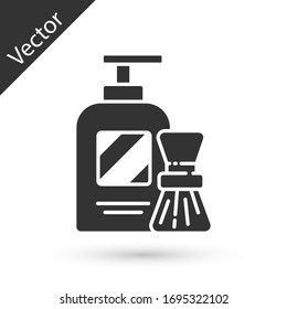 Grey Shaving gel foam and brush icon isolated on white background. Shaving cream. Vector Illustration