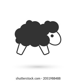 Grey Sheep icon isolated on white background. Counting sheep to fall asleep.  Vector