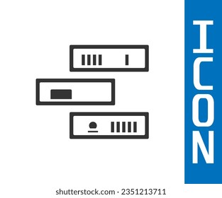 Grey Shelf with books icon isolated on white background. Shelves sign.  Vector Illustration