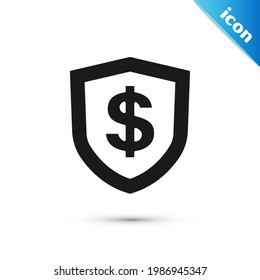 Grey Shield With Dollar Symbol Icon Isolated On White Background. Security Shield Protection. Money Security Concept.  Vector