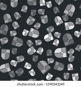 Grey Shield for game icon isolated seamless pattern on black background.  Vector Illustration