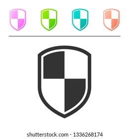 Grey Shield icon isolated on white background. Guard sign. Set icon in color buttons. Vector Illustration