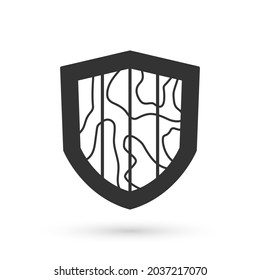 Grey Shield icon isolated on white background. Guard sign. Security, safety, protection, privacy concept.  Vector