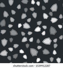 Grey Shield icon isolated seamless pattern on black background. Guard sign.  Vector Illustration