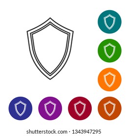 Grey Shield line icon isolated on white background. Guard sign. Vector Illustration