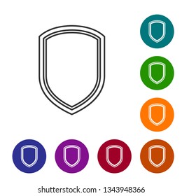 Grey Shield line icon isolated on white background. Guard sign. Vector Illustration