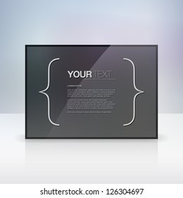 Grey shiny text box vector background with shadow