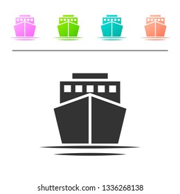 Grey Ship icon isolated on white background. Set icon in color buttons. Vector Illustration